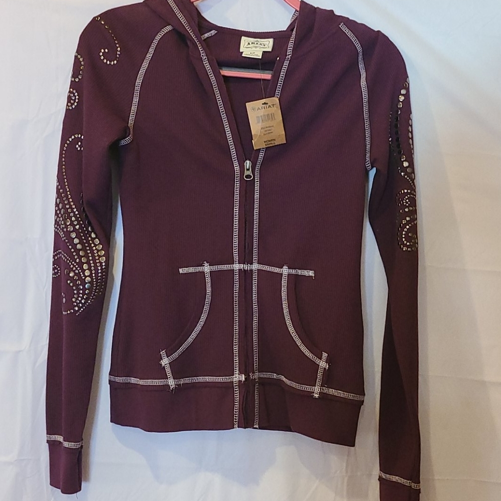 ARIAT NWT Blackberry Waffled Zip Jacket Size Small